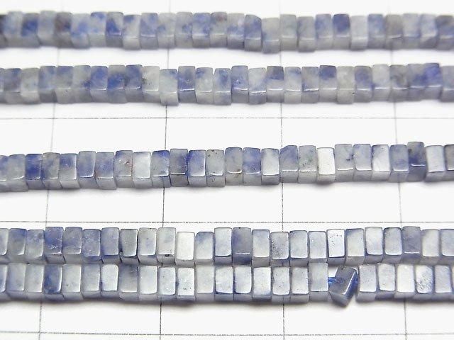 [Video] Blue Quartz Square Rondelle (Disc) 2.5x2.5x1.5mm 1strand beads (aprx.15inch/37cm)