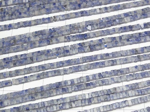 [Video] Blue Quartz Square Rondelle (Disc) 2.5x2.5x1.5mm 1strand beads (aprx.15inch/37cm)