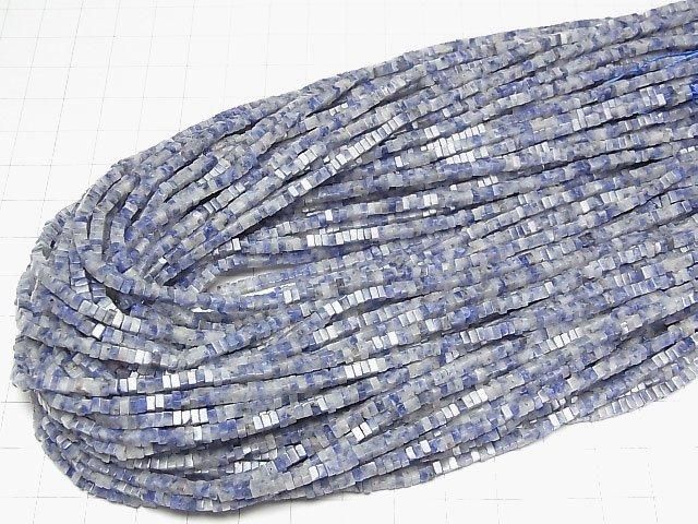 [Video] Blue Quartz Square Rondelle (Disc) 2.5x2.5x1.5mm 1strand beads (aprx.15inch/37cm)