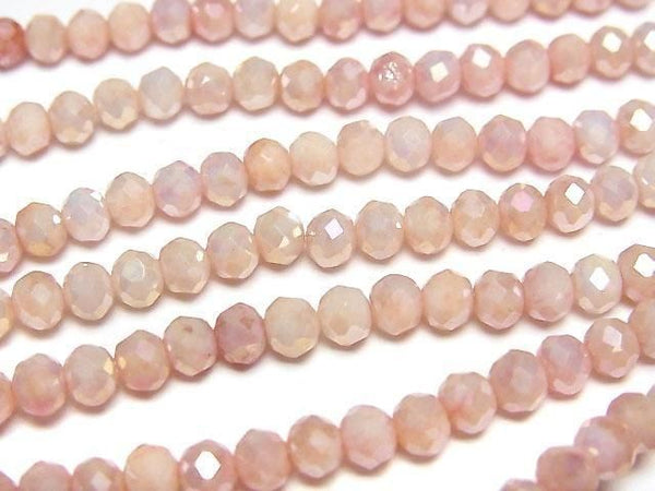 [Video]Glass Beads Faceted Button Roundel 4x4x3.5mm Pink x Yellow AB 1strand beads (aprx.15inch/38cm)