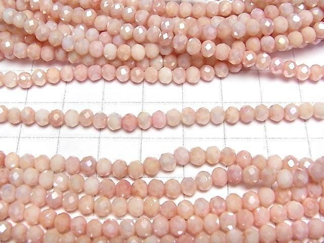 [Video]Glass Beads Faceted Button Rondelle 4x4x3.5mm Pink x Yellow AB 1strand beads (aprx.15inch/38cm)