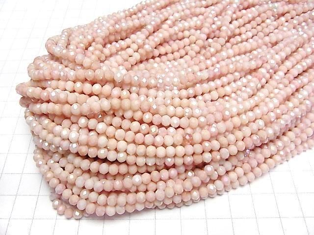 [Video]Glass Beads Faceted Button Rondelle 4x4x3.5mm Pink x Yellow AB 1strand beads (aprx.15inch/38cm)