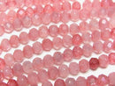 [Video] Glass Beads Faceted Button Rondelle 4.5x4.5x3.5mm Milky x Red AB 1strand beads (aprx.15inch/38cm)
