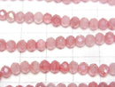 [Video] Glass Beads Faceted Button Rondelle 4.5x4.5x3.5mm Milky x Red AB 1strand beads (aprx.15inch/38cm)