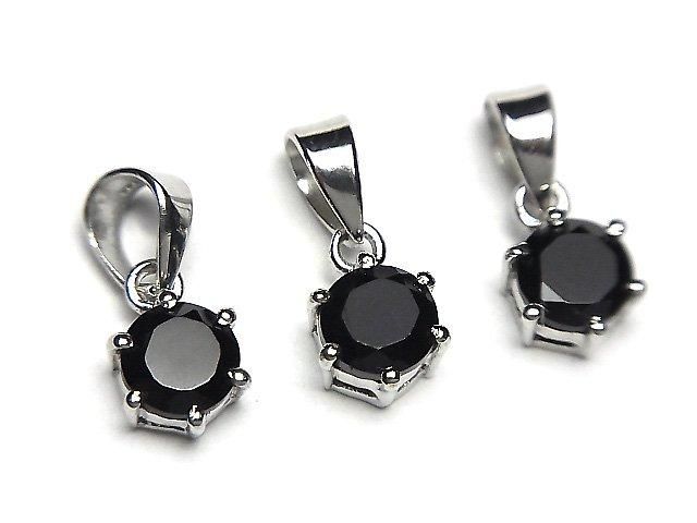 [Video] High Quality Black Spinel AAA Round Faceted 7x6mm Pendant Silver925