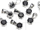 [Video]High Quality Black Spinel AAA Round Faceted 7x6mm Pendant Silver925