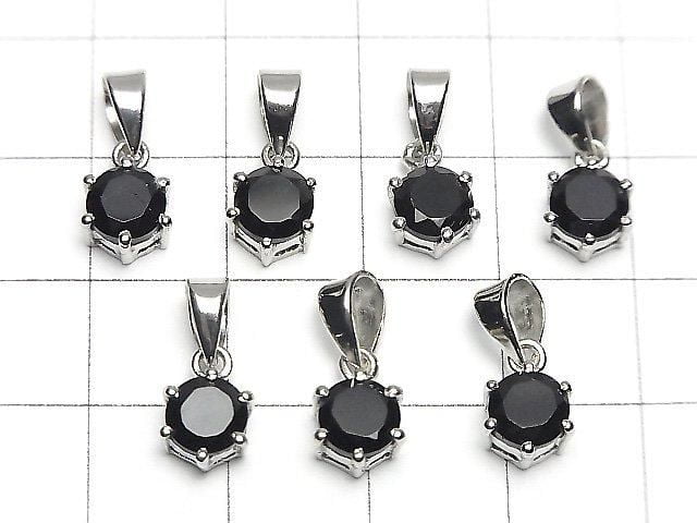 [Video] High Quality Black Spinel AAA Round Faceted 7x6mm Pendant Silver925