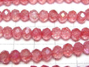 [Video]Glass Beads Faceted Button Rondelle 6x6x4.5mm Clear x Red AB 1strand beads (aprx.15inch/38cm)