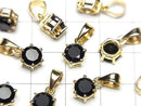 [Video]High Quality Black Spinel AAA Round Faceted 7x6mm Pendant 18KGP