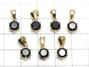 [Video]High Quality Black Spinel AAA Round Faceted 7x6mm Pendant 18KGP