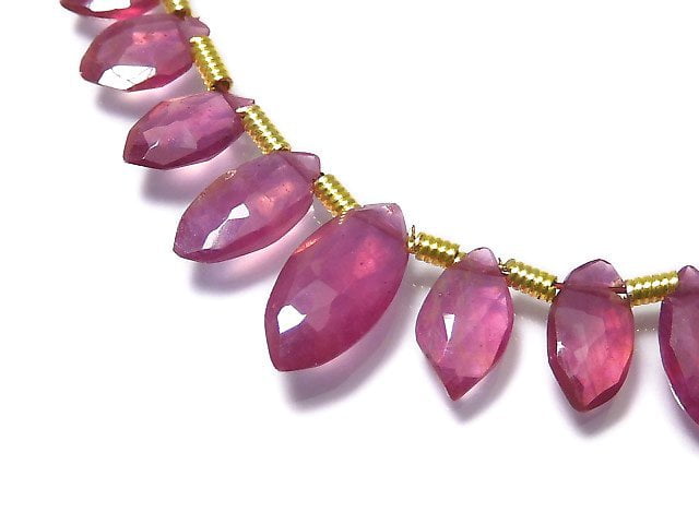 [Video][One of a kind] High Quality Ruby AAA- Marquise Faceted Briolette 1strand beads (aprx.8inch/20cm) NO.1