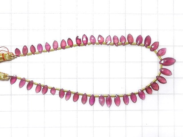 [Video][One of a kind] High Quality Ruby AAA- Marquise Faceted Briolette 1strand beads (aprx.8inch/20cm) NO.1