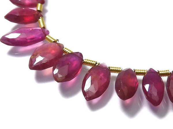 [Video][One of a kind] High Quality Ruby AAA- Marquise Faceted Briolette 1strand beads (aprx.8inch/20cm) NO.2