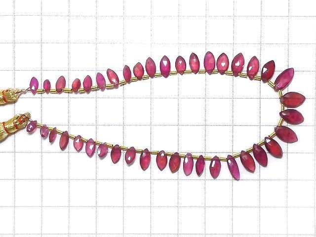 [Video][One of a kind] High Quality Ruby AAA- Marquise Faceted Briolette 1strand beads (aprx.8inch/20cm) NO.2