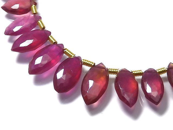 [Video][One of a kind] High Quality Ruby AAA- Marquise Faceted Briolette 1strand beads (aprx.8inch/20cm) NO.3