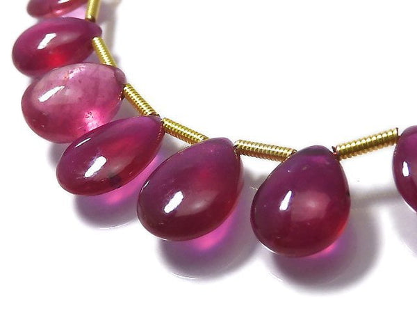 [Video][One of a kind] High Quality Ruby AAA- Pear shape (Smooth) 1strand beads (aprx.8inch/20cm) NO.5