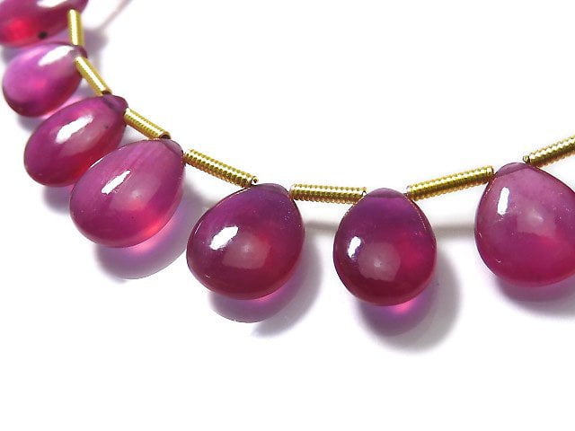 [Video][One of a kind] High Quality Ruby AAA- Pear shape (Smooth) 1strand beads (aprx.8inch/20cm) NO.7