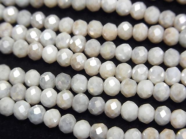 [Video]Glass Beads Faceted Button Rondelle 4x4x3.5mm Gray AB 1strand beads (aprx.15inch/38cm)