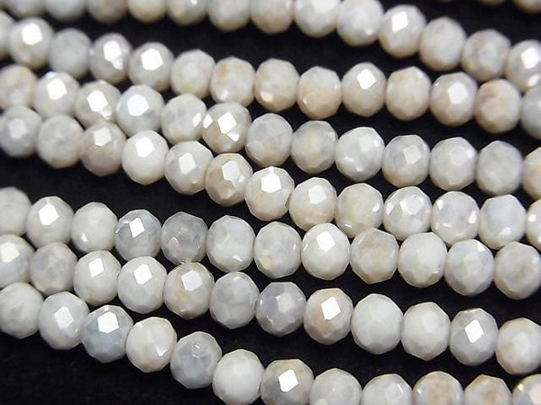 [Video]Glass Beads Faceted Button Roundel 4x4x3.5mm Gray AB 1strand beads (aprx.15inch/38cm)
