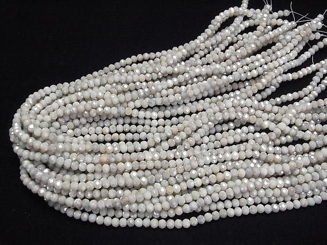 [Video]Glass Beads Faceted Button Rondelle 4x4x3.5mm Gray AB 1strand beads (aprx.15inch/38cm)