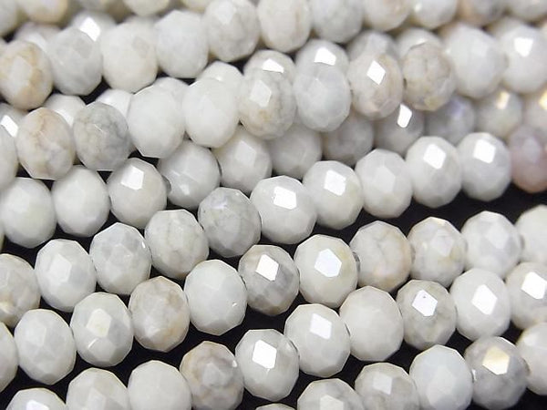 [Video]Glass Beads Faceted Button Roundel 6x6x4.5mm Gray AB 1strand beads (aprx.16inch/39cm)