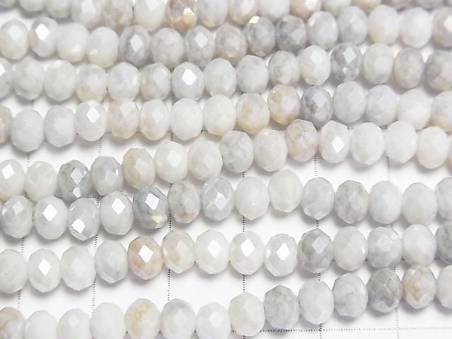[Video]Glass Beads Faceted Button Rondelle 6x6x4.5mm Gray AB 1strand beads (aprx.16inch/39cm)
