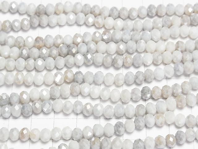 [Video]Glass Beads Faceted Button Rondelle 6x6x4.5mm Gray AB 1strand beads (aprx.16inch/39cm)