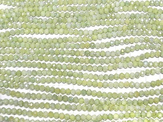 [Video] Glass Beads Faceted Button Rondelle 4x4x3.5mm Green x Yellow AB 1strand beads (aprx.15inch/38cm)
