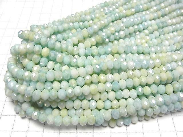 [Video] Glass Beads Faceted Button Rondelle 6x6x4.5mm Blue x Yellow AB 1strand beads (aprx.16inch/39cm)