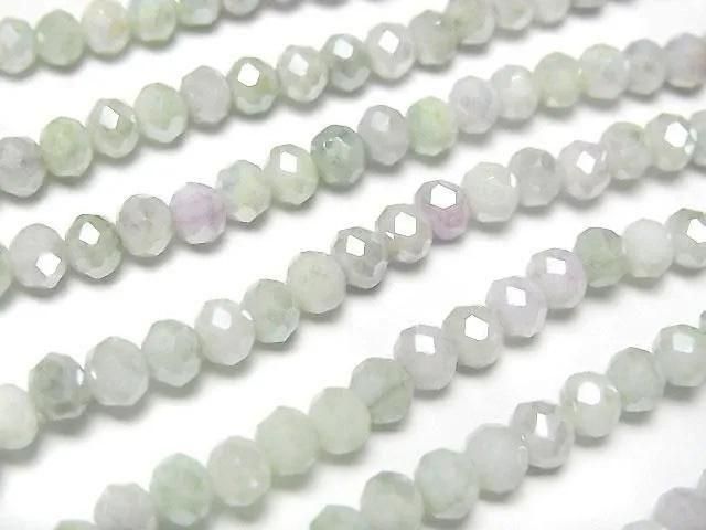 [Video] Glass Beads Faceted Button Rondelle 4x4x3.5mm Green x White AB 1strand beads (aprx.15inch/38cm)