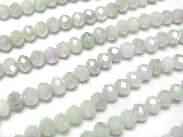 [Video] Glass Beads Faceted Button Roundel 4x4x3.5mm Green x White AB 1strand beads (aprx.15inch/38cm)