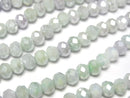[Video] Glass Beads Faceted Button Rondelle 6x6x4.5mm Green x White AB 1strand beads (aprx.15inch/37cm)