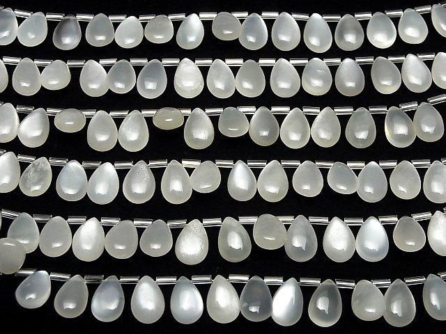 [Video]High Quality White Moonstone AAA- Pear shape (Smooth) 12x8mm half or 1strand (18pcs)
