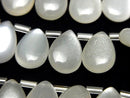 [Video]High Quality White Moonstone AAA- Pear shape (Smooth) 14x10mm half or 1strand (18pcs)