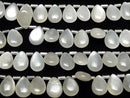 [Video]High Quality White Moonstone AAA- Pear shape (Smooth) 14x10mm half or 1strand (18pcs)