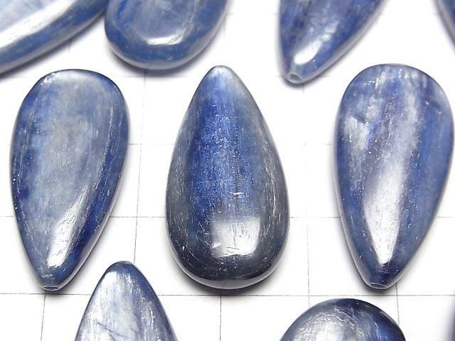 [Video] Kyanite AA+ Half Drilled Hole Pear shape (Smooth) 30x15mm 1pc