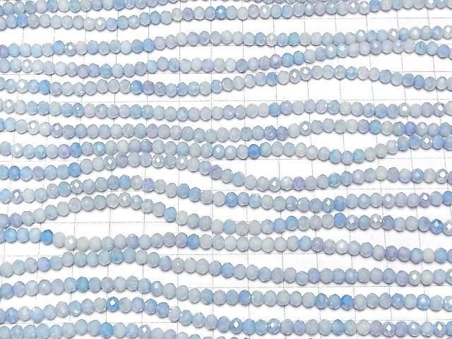 [Video] Glass Beads Faceted Button Rondelle 4x4x3.5mm Blue x White AB 1strand beads (aprx.15inch/38cm)