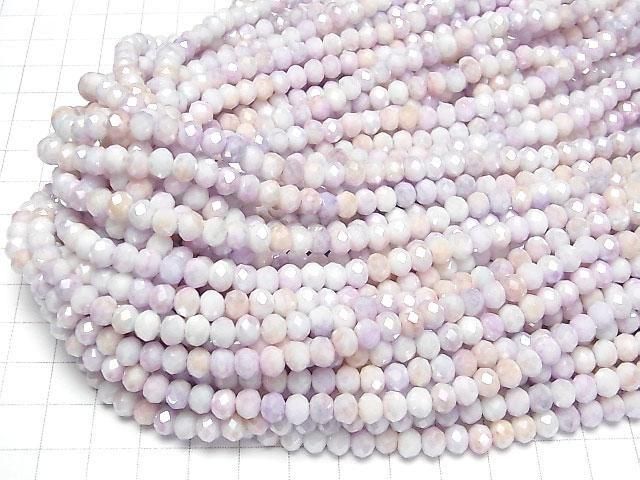 [Video] Glass Beads Faceted Button Rondelle 6x6x4.5mm Purple x White AB 1strand beads (aprx.15inch/37cm)