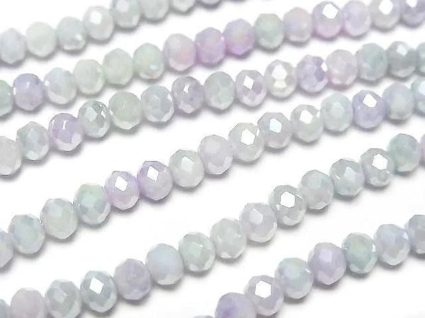 [Video] Glass Beads Faceted Button Roundel 4x4x3.5mm Green x Pink AB 1strand beads (aprx.15inch/38cm)