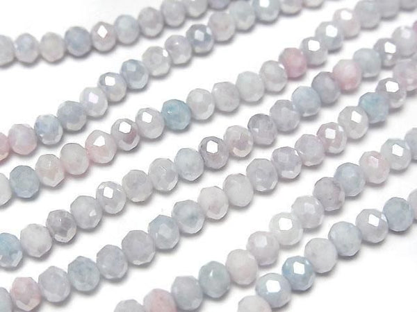 [Video] Glass Beads Faceted Button Roundel 4x4x3.5mm Blue x Pink AB 1strand beads (aprx.15inch/38cm)