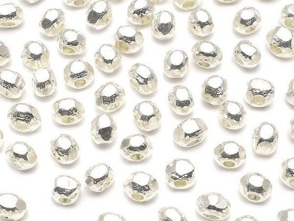 Karen Silver Faceted Roundel 3x3x2.5 White Silver 10pcs