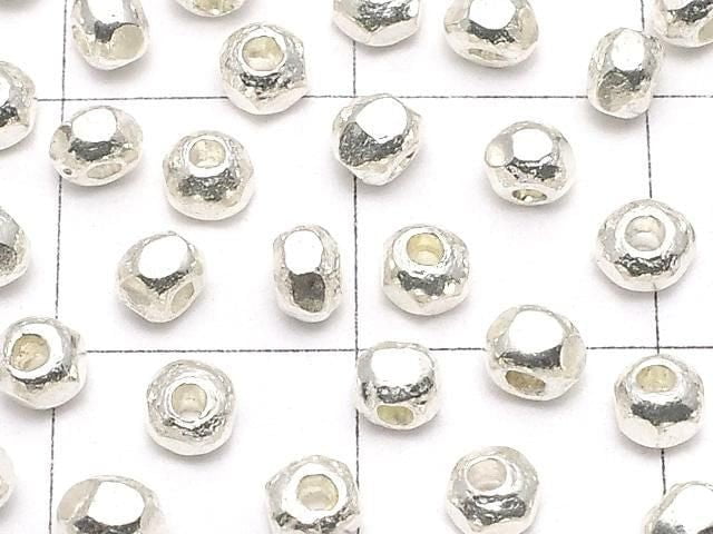 Karen Silver Faceted Roundel 3x3x2.5 White Silver 10pcs