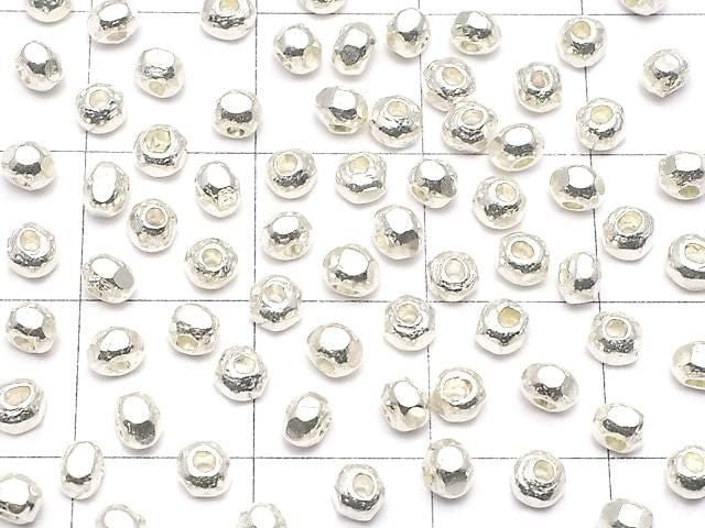 Karen Silver Faceted Roundel 3x3x2.5 White Silver 10pcs
