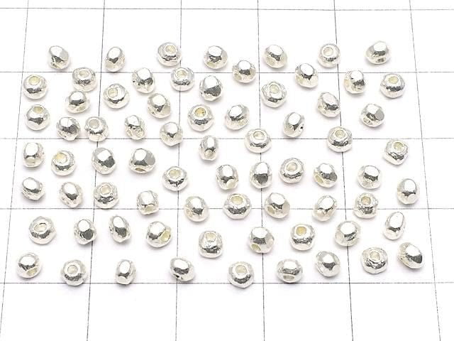 Karen Silver Faceted Roundel 3x3x2.5 White Silver 10pcs