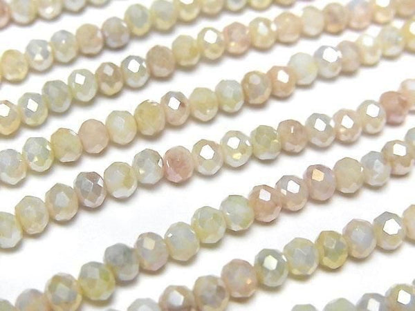 [Video]Glass Beads Faceted Button Roundel 4x4x3.5mm Green x Orange AB 1strand beads (aprx.15inch/38cm)