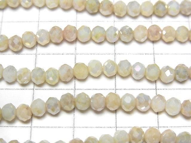 [Video]Glass Beads Faceted Button Rondelle 4x4x3.5mm Green x Orange AB 1strand beads (aprx.15inch/38cm)