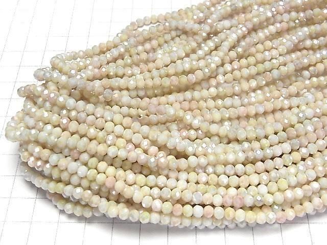 [Video]Glass Beads Faceted Button Rondelle 4x4x3.5mm Green x Orange AB 1strand beads (aprx.15inch/38cm)