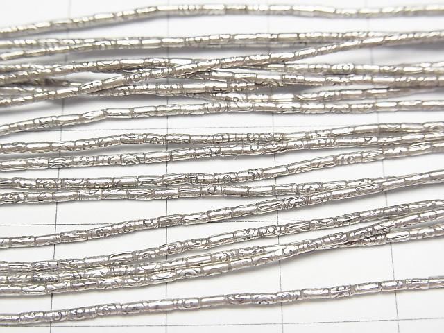 Karen Silver Patterned Tube 2.3x1x1mm Half or 1-strand beads (approx. 27inch/68cm)