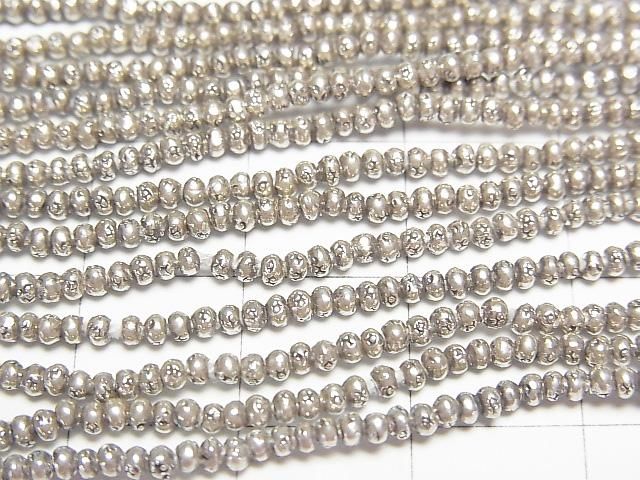 Karen Silver Patterned Rondelle Beads 2x2x1.5mm 1/8 or 1-strand (approx. 27inch/68cm)