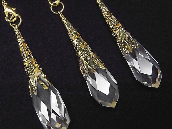 [Video] Crystal AAA Pendulum 65x14x14mm with chain, gold color, 1pc